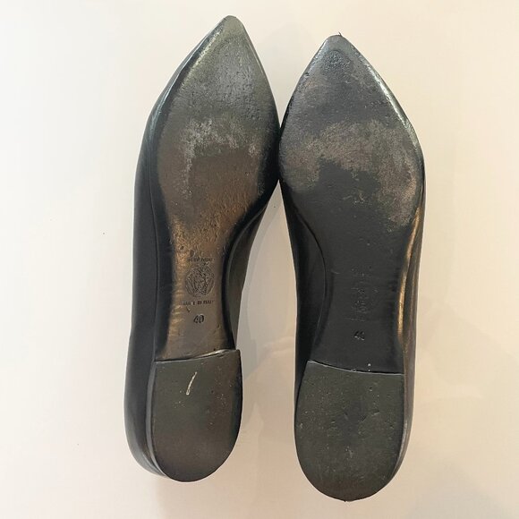 Versace Black Leather Palazzo Flats with Gold Medusa Emblem 40 EU 9 US - Picture 7 of 10